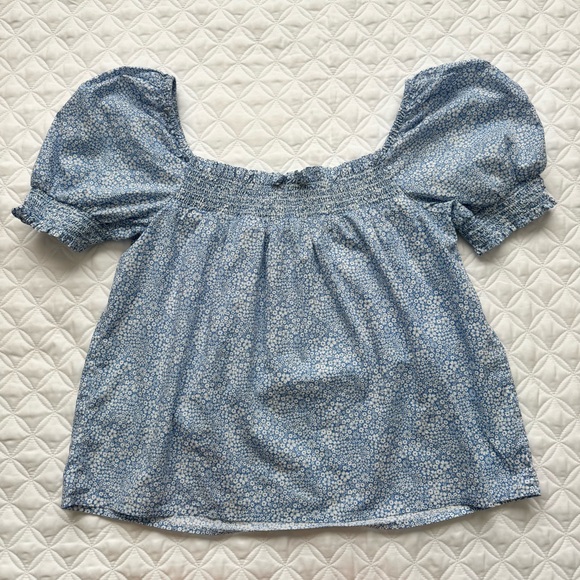 J Crew Puff Sleeve Liberty® Jacqueline's Blossom Blue Cottagecore Top - Size M - Picture 9 of 9